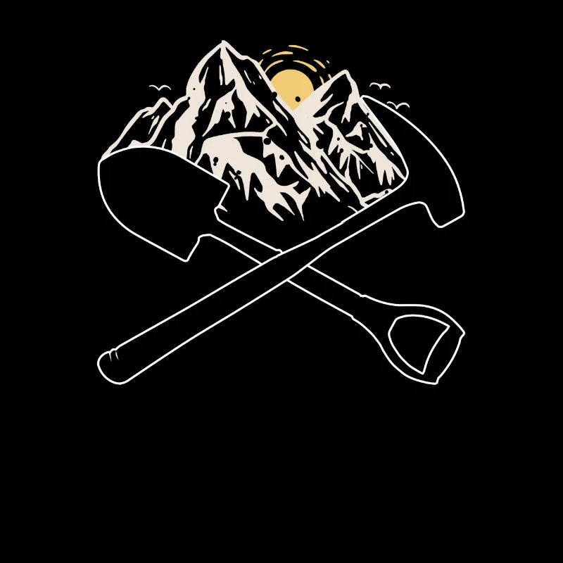 Fond de montagnes avec marteau à jupe croisée et