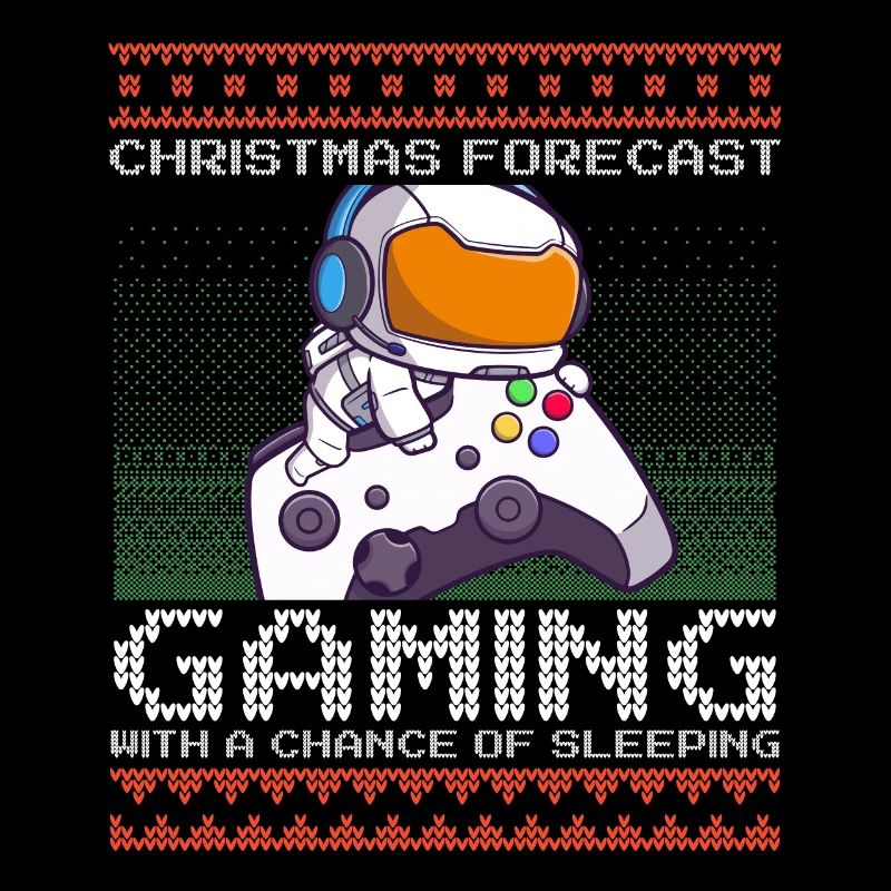Funny Christmas Forecast Gaming Astronaut Ugly