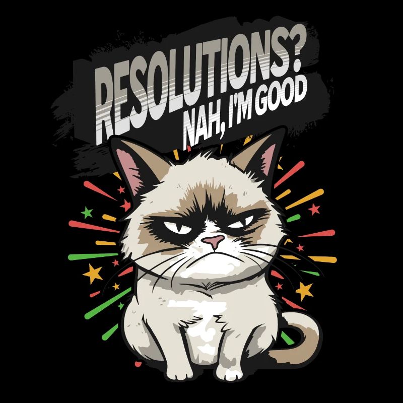 Résolutions? Près! Pyjama Angry Cat Bonne Année
