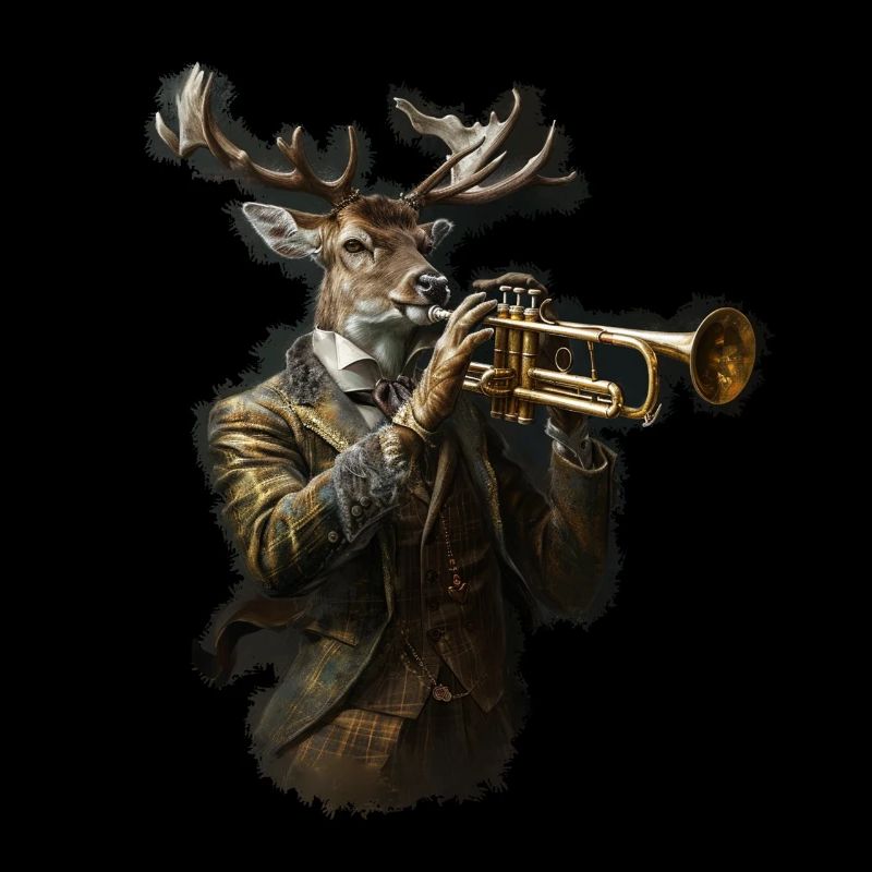 Elegante Hirsch Musiker Geweih Trompete