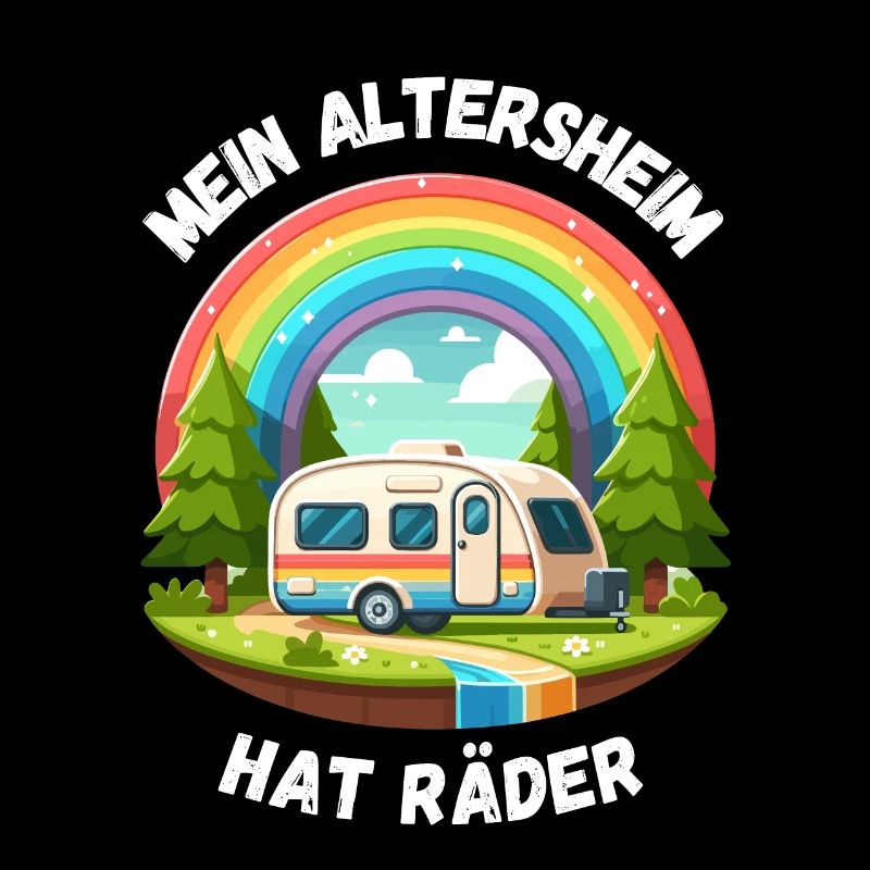Rente Ruhestand Camping Caravan Regenbogen Rentner