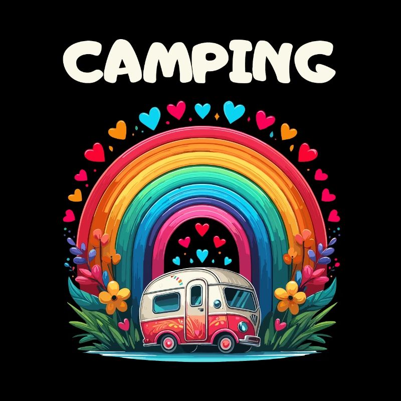 Camping Campsite Travel Caravan Rainbow