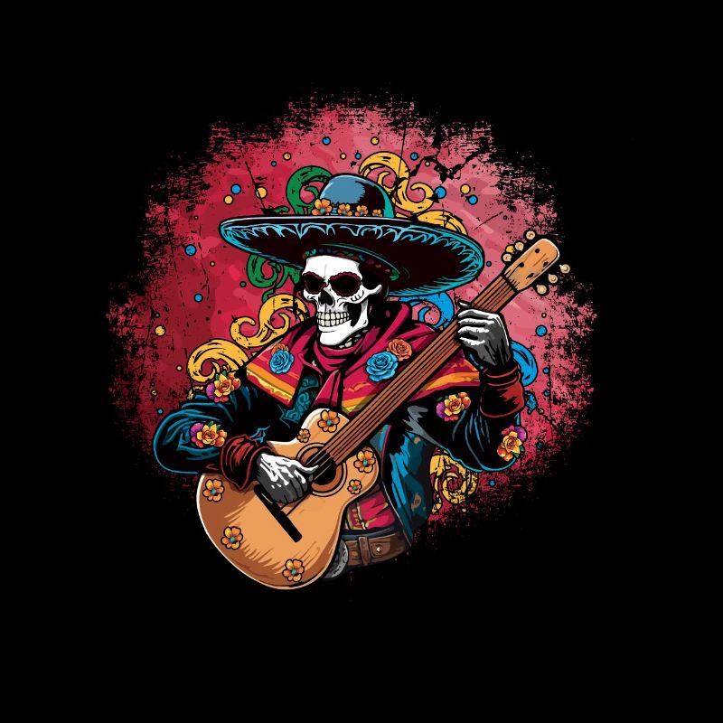Awesome Skeleton Playing Guitar Cinco De Mayo