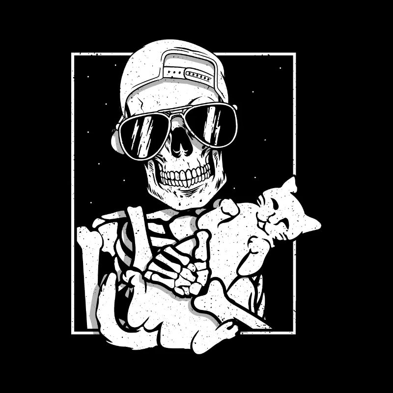 Skeleton Holding Cat