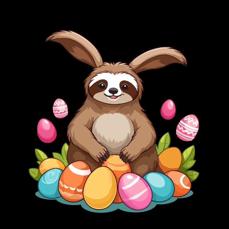 Funny Sloth Easter Bunny Iconic Easter