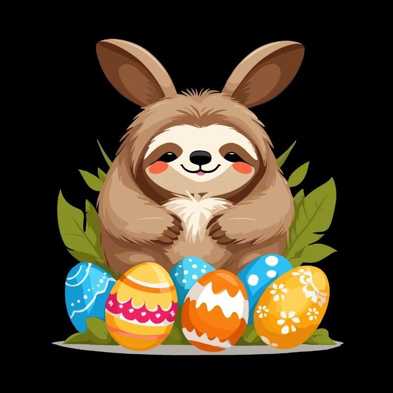 Funny Sloth Easter Bunny Iconic Easter