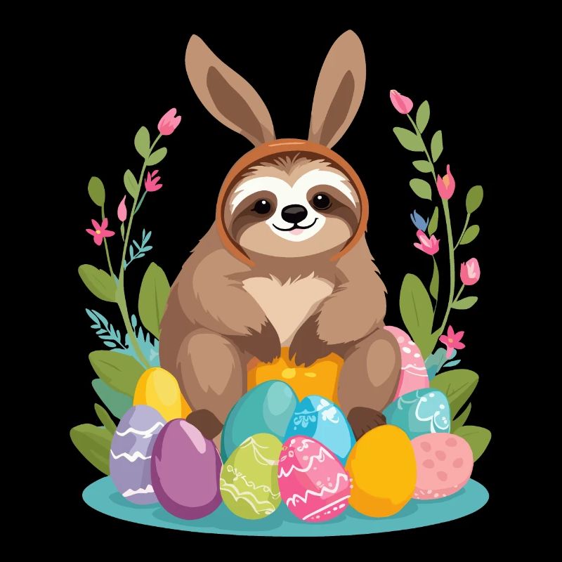 Funny Sloth Easter Bunny Iconic Easter