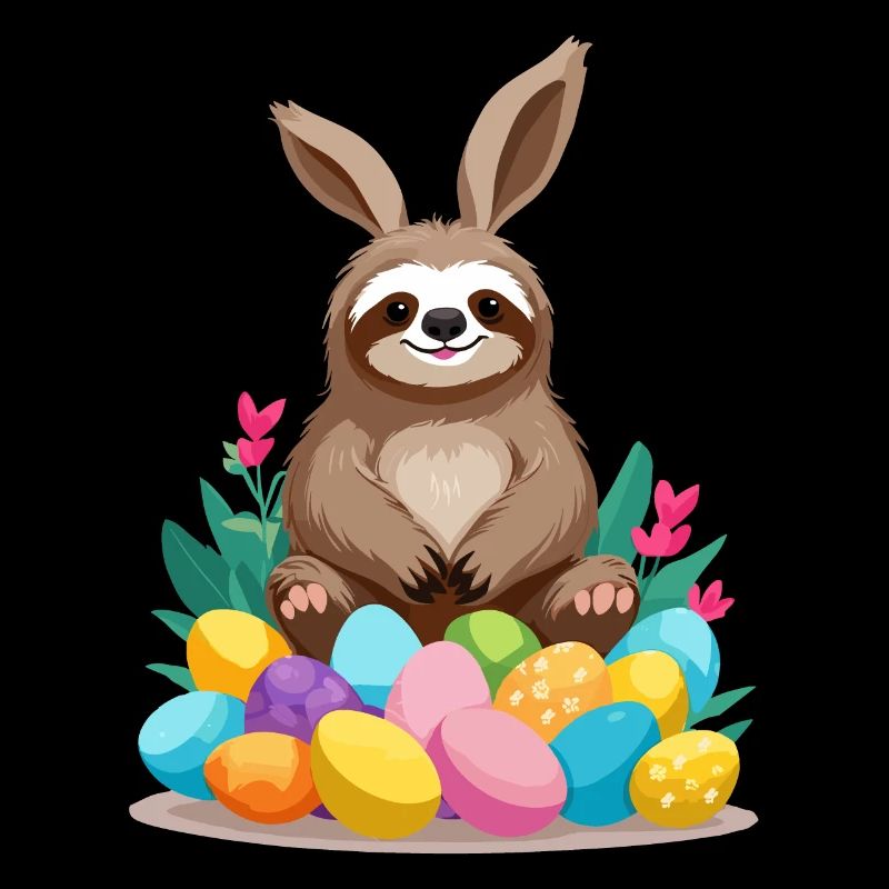 Funny Sloth Easter Bunny Cute Iconic