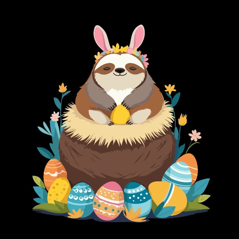 Funny Sloth Easter Bunny Cute Easter Sloth