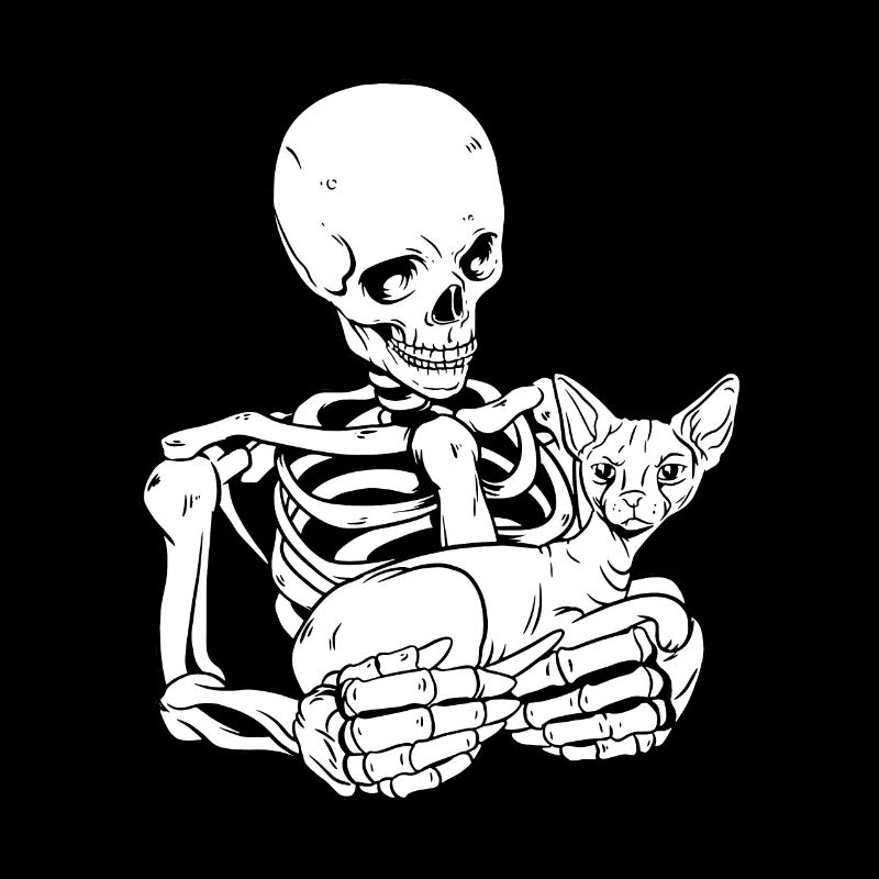 Skeleton Holding Cat