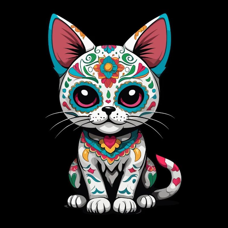 Design emblématique de chat du Mexique Sugar Skull