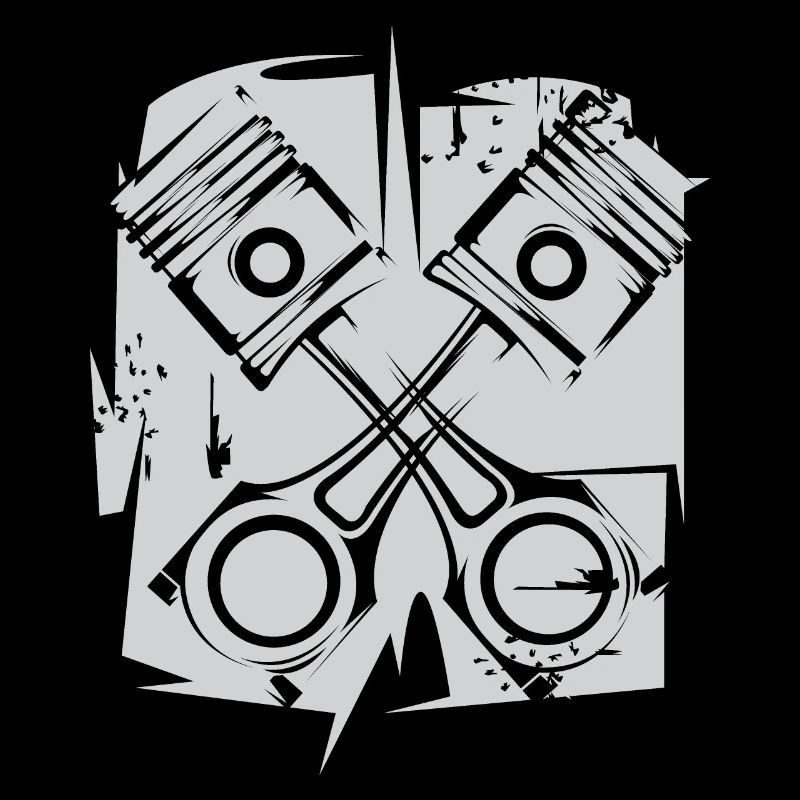 v8 Piston Engine Icon Art Illustration Logo