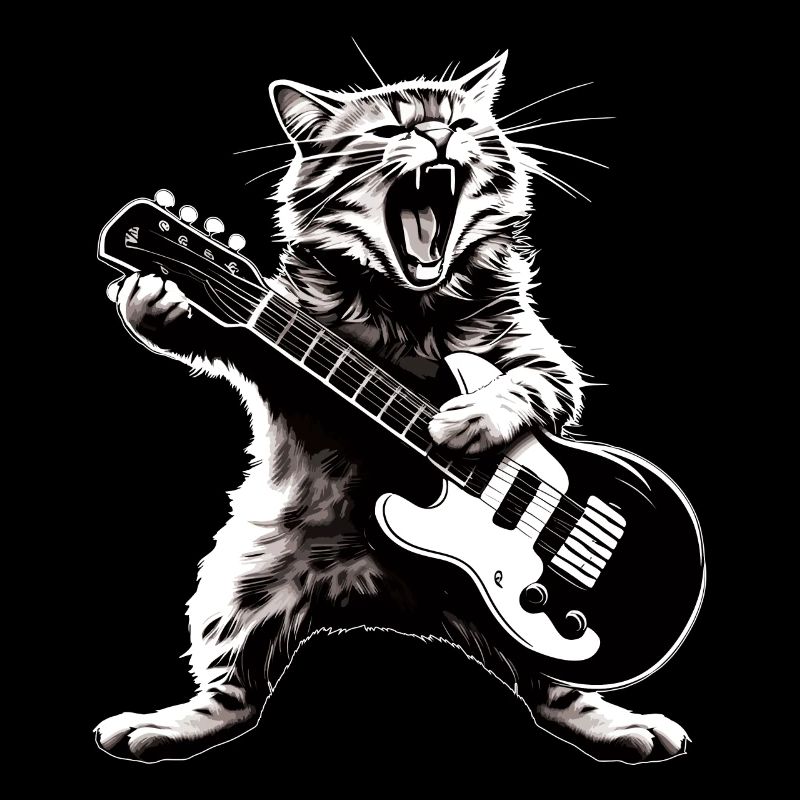 Drôle de chat jouant des instruments de guitare génial