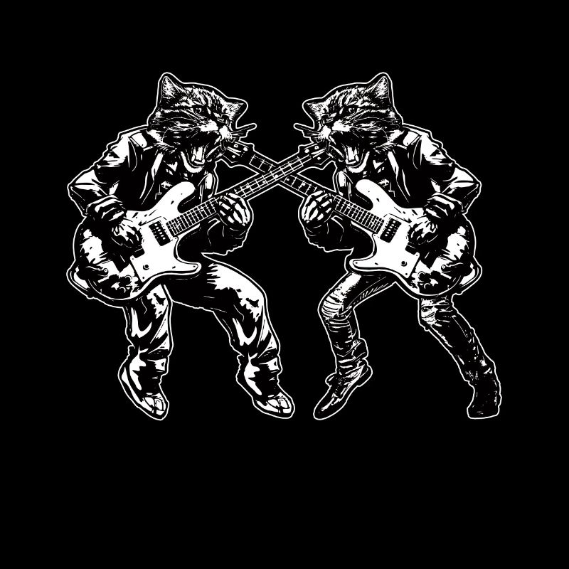 Deux chats jouant des instruments de guitare Rock Mignon
