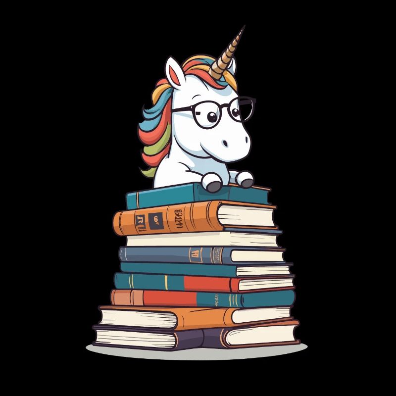 Mignon rat de bibliothèque licorne lecture imaginative
