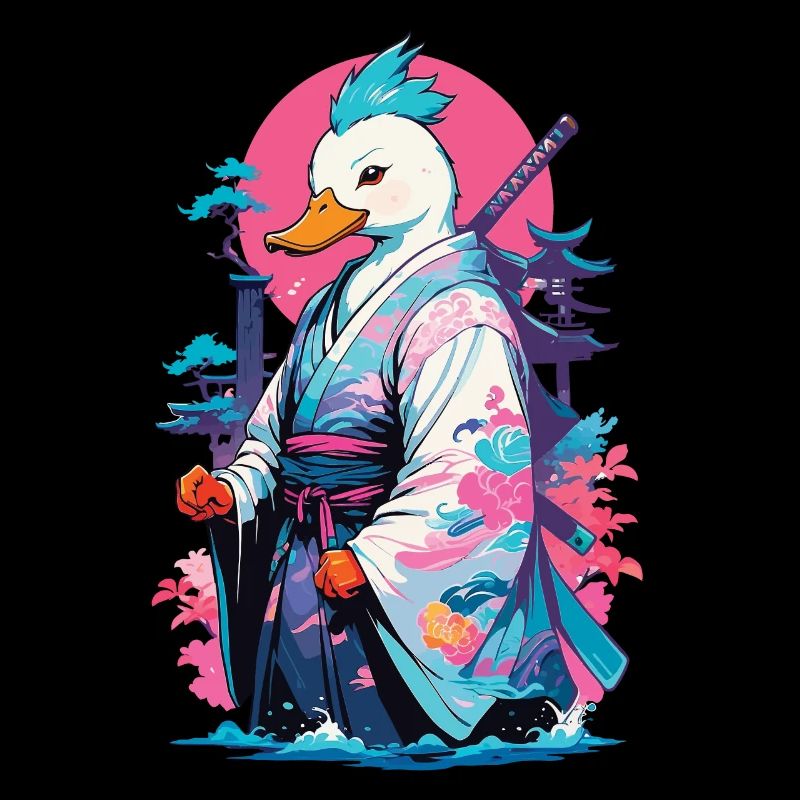 Samurai Ente Aesthetic Vaporwave Stil