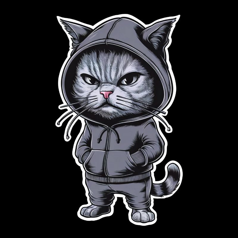 Chat en colère agacé dans un sweat à capuche élégant