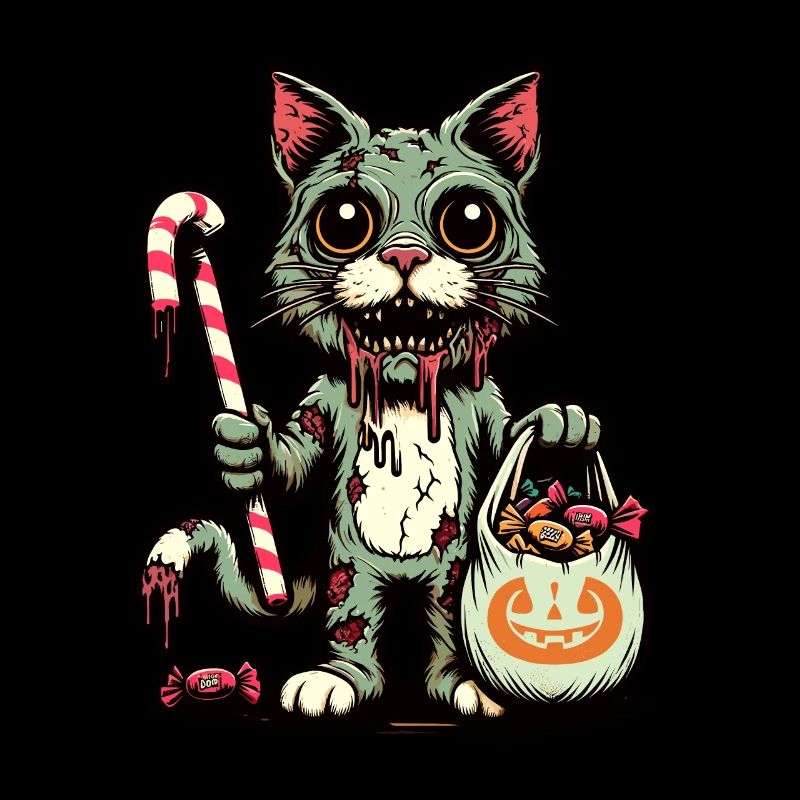 Untote Zombie Katze Süßes Oder Saures