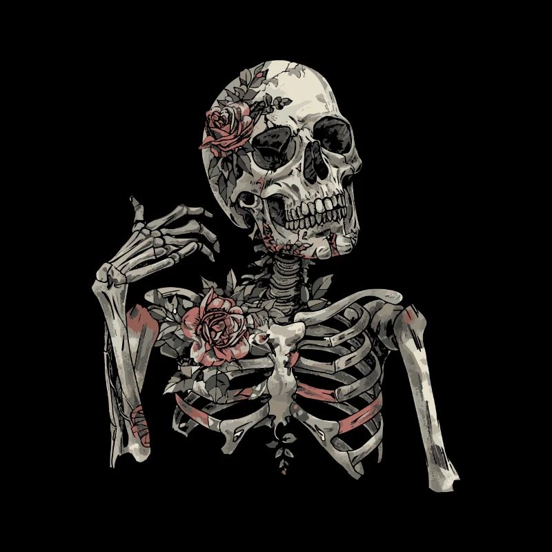 Skull Halloween Skeleton with Roses - Skull