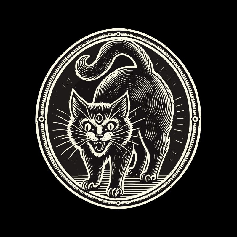 Chat Sorcier Noir Effrayant Mignon Halloween