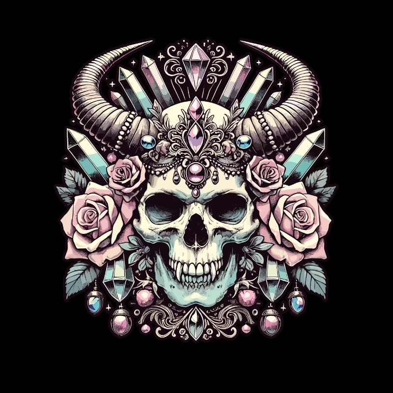 Pastel Goth esthétique Dark Skull Design