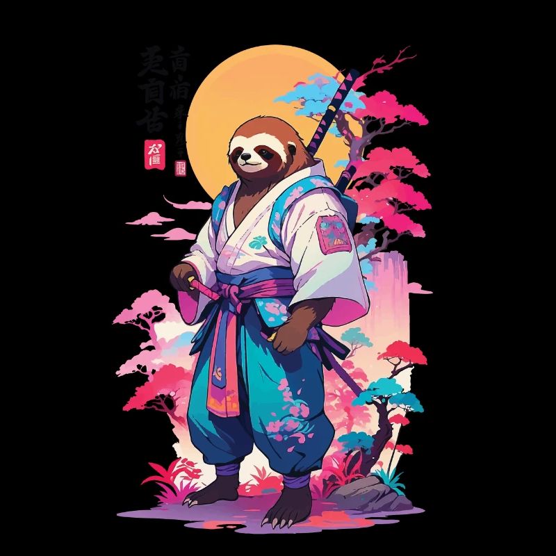 Samurai Faultier Aesthetic Vaporwave Stil