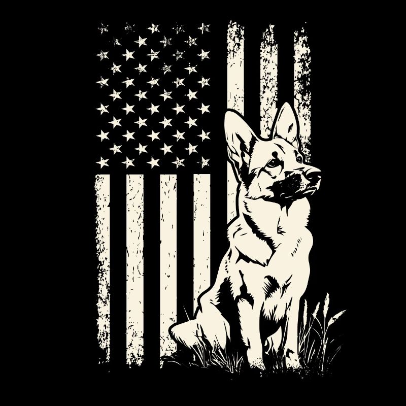 Independence Day German Shepherd Flag Veterans Day