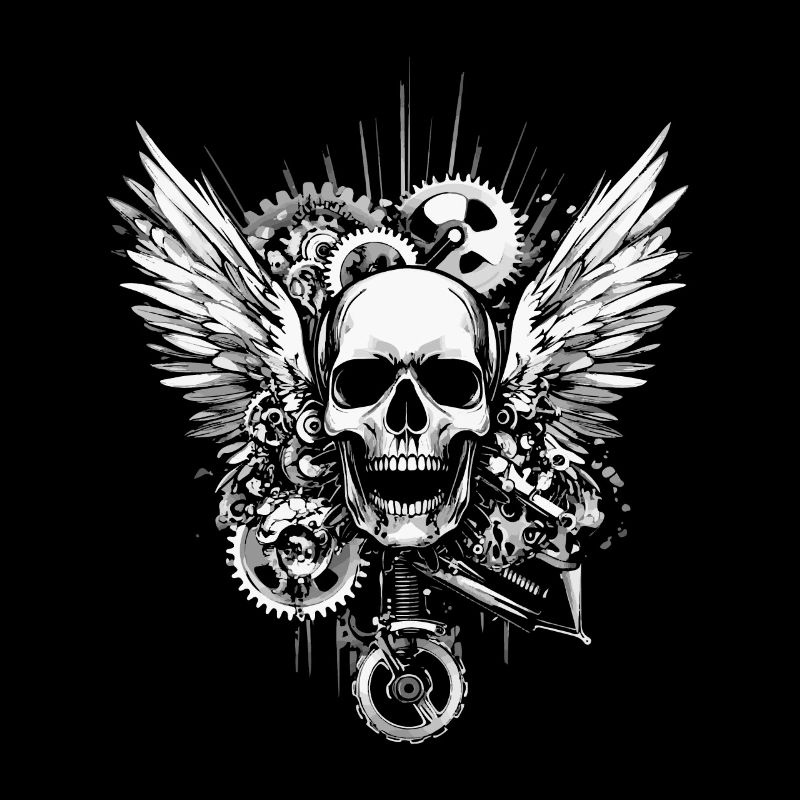 Skull with wings for bikers – Gears Style