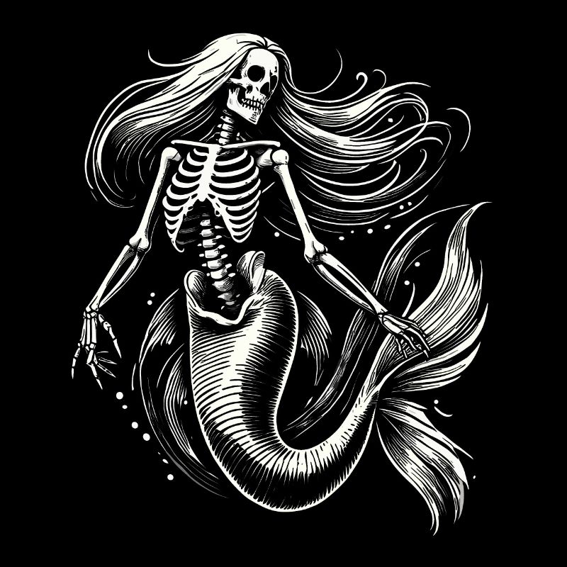 Skeleton Mermaid Mystic Ocean Art