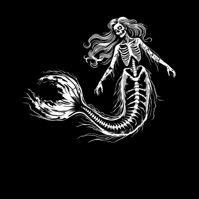 Skeleton Mermaid Gothic Art