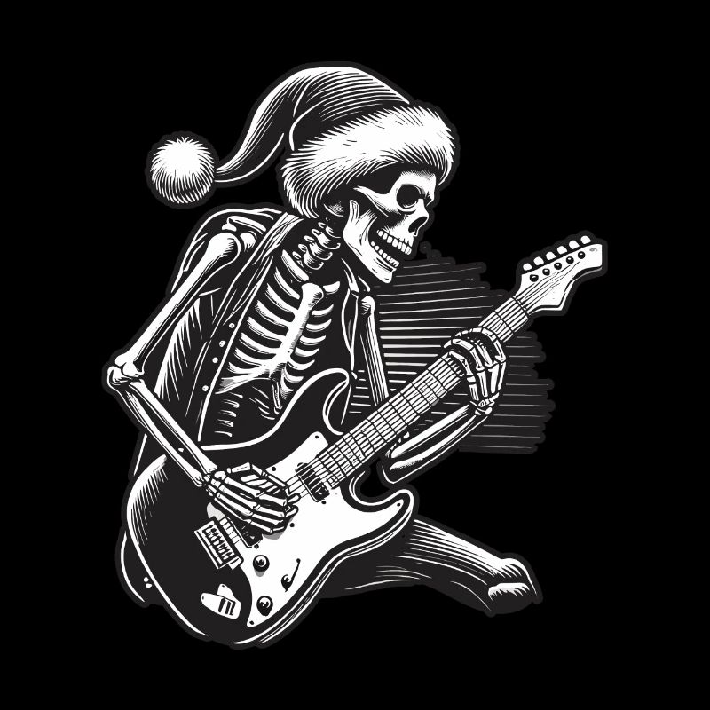 Guitariste squelette Rock N Roll de Noël