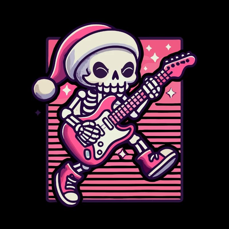 Noël squelette guitariste rocks