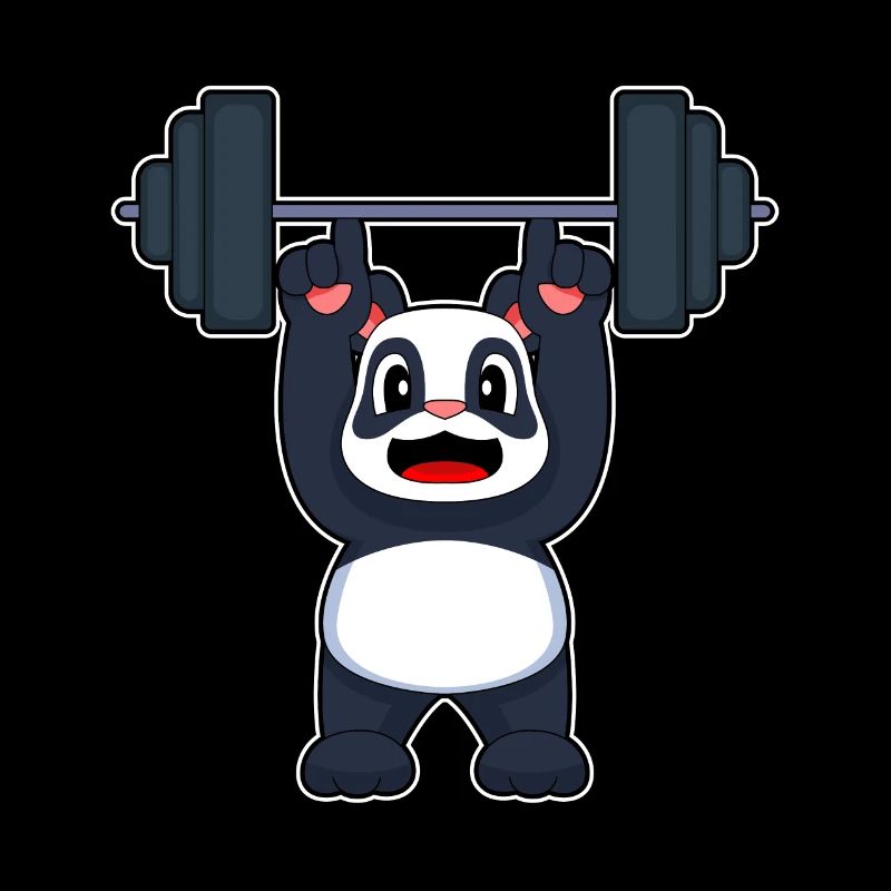 Panda Bodybuilder Musculation avec haltères