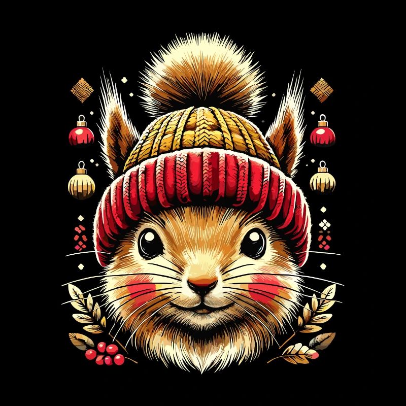 Cute squirrel with winter hat for