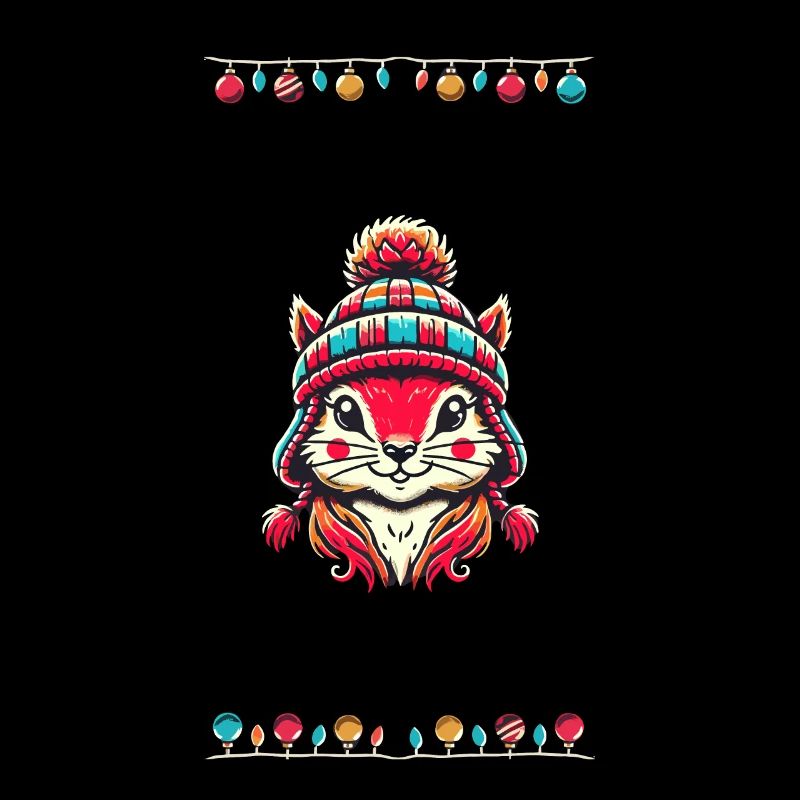 Merry Christmas Time with Cute Squirrel