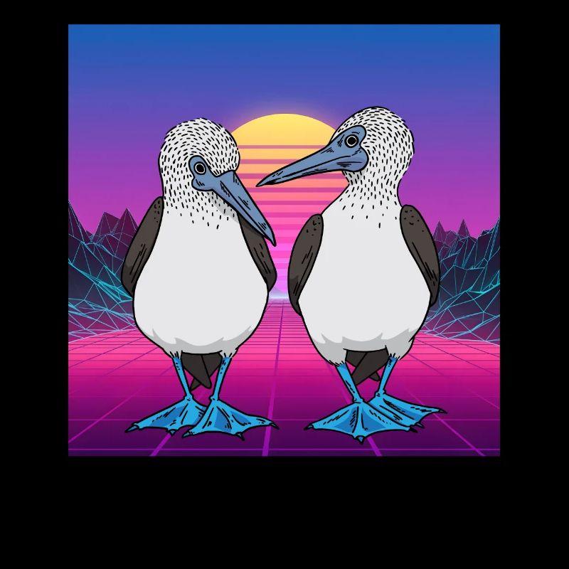 Vaporwave Seabirds Blue-footed Booby Bird