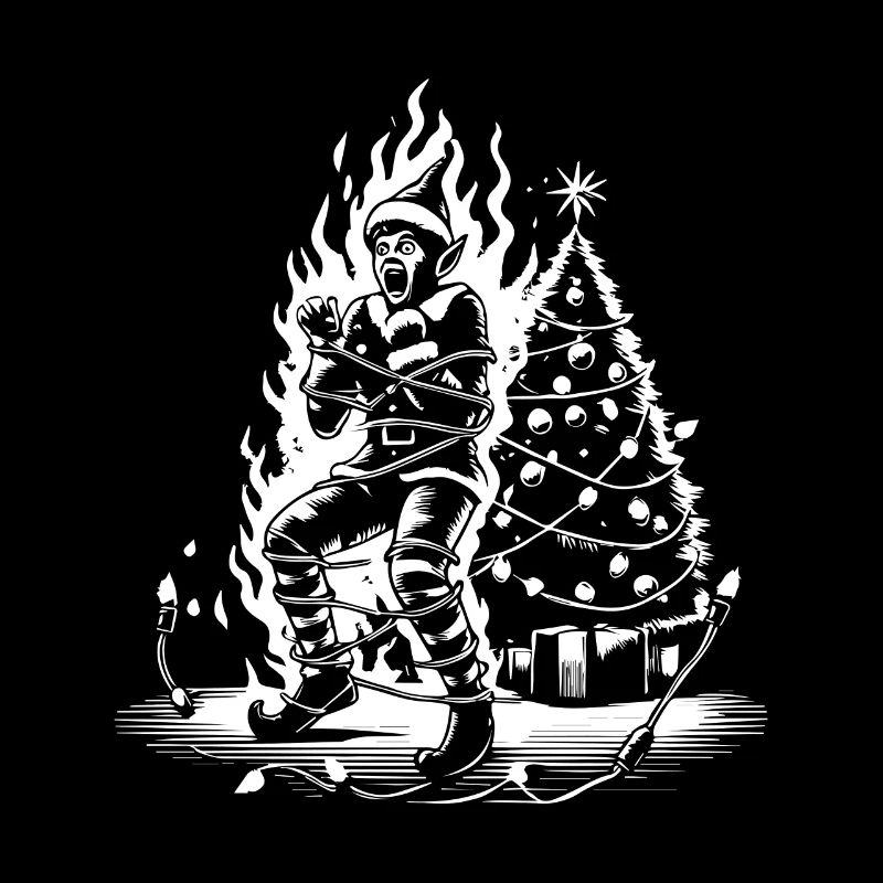 Christmas Elf On Fire With Sarcastic