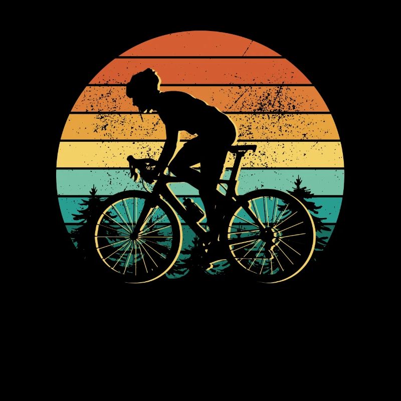 Retro Cyclist Sunset