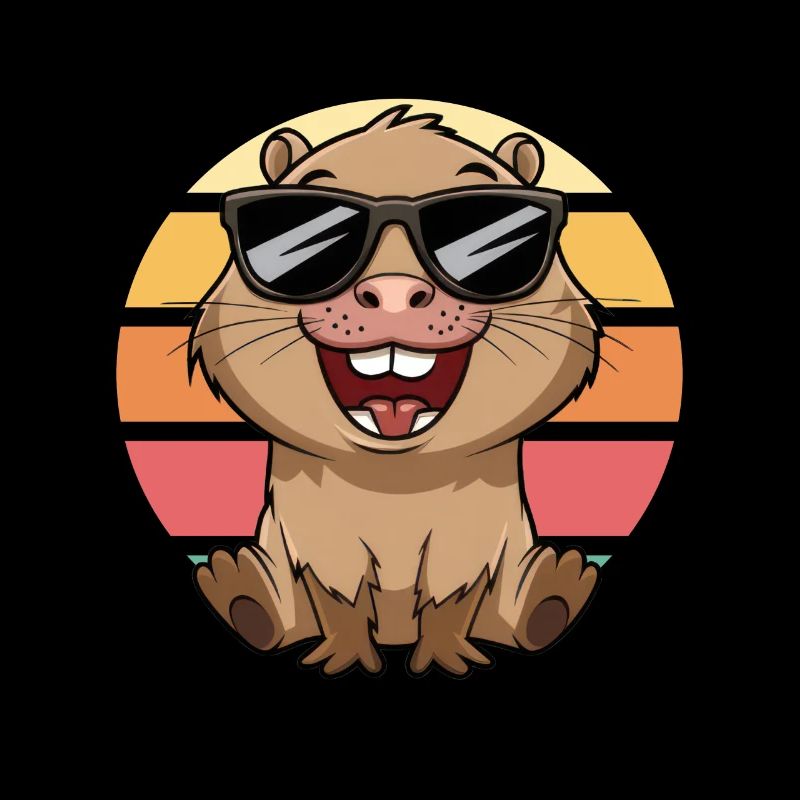 Cooles Capybara Mit Sonnenbrille Vintage Sunset