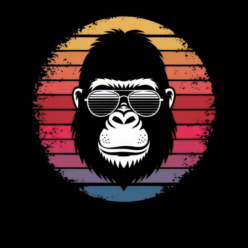 Gorilla with Sunglasses - Retro Vintage Sunset