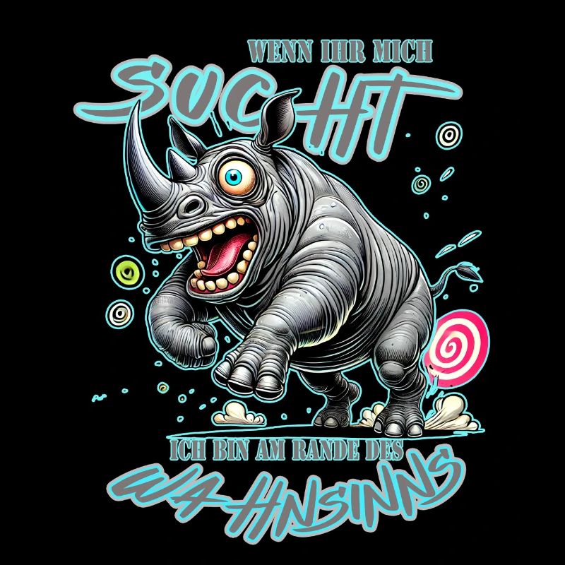 Crazy Nashorn am Rande des Wahnsinns Comic Stil