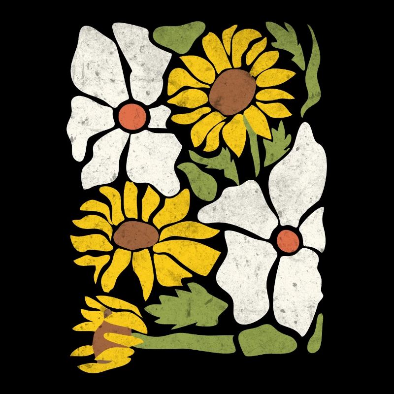 Boho Wildblumen mit Sonnenblumen und Gänseblümchen