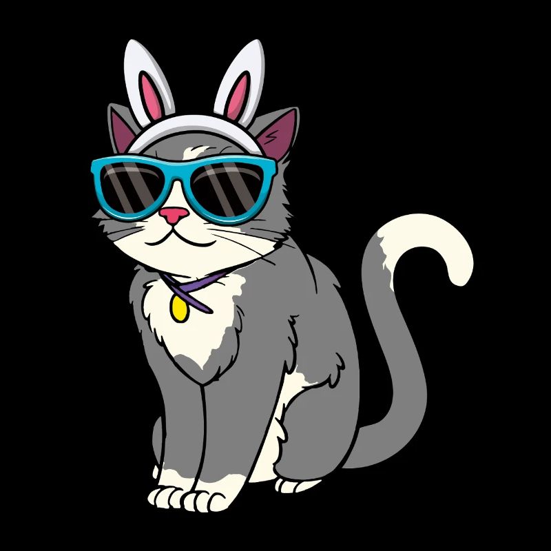 Cool cat with Easter bunny ears Easter