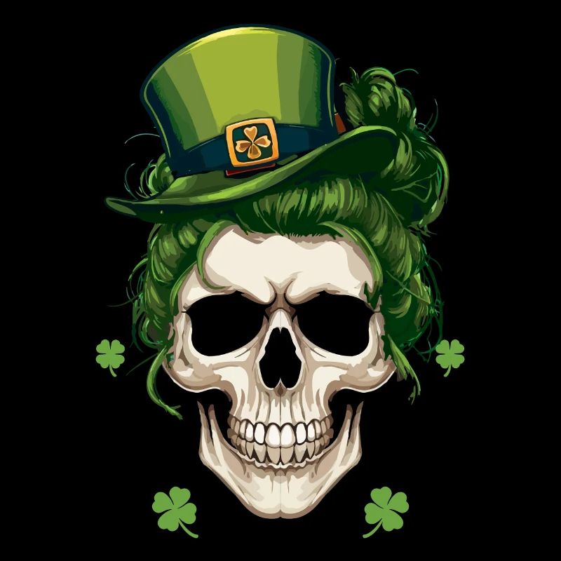 Crâne avec chapeau vert pour la Saint-Patrick