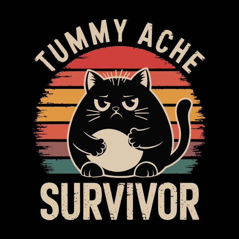 Belly Ache: Survivor Cat Retro Design