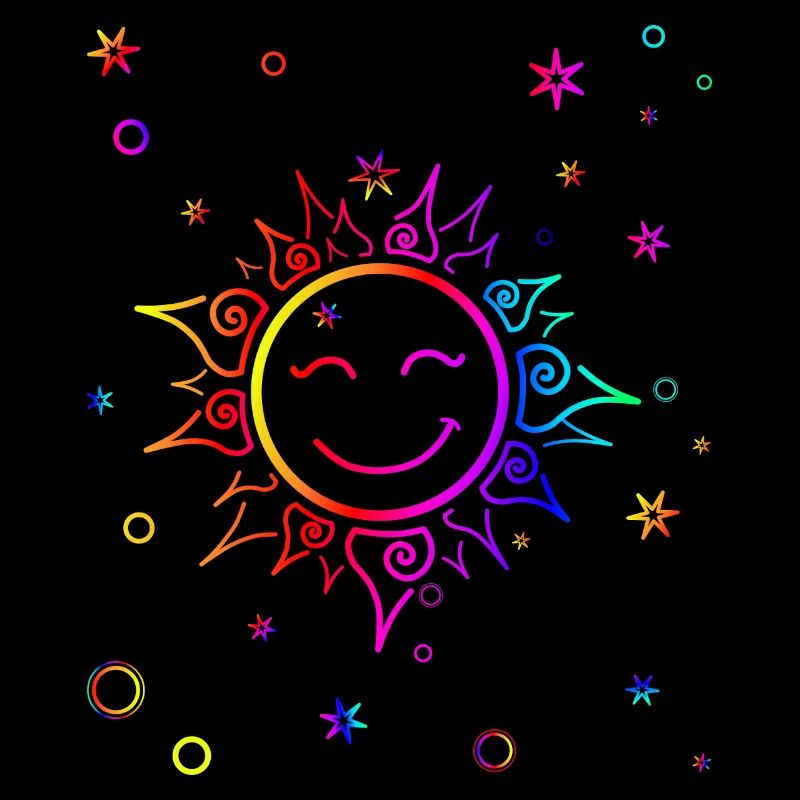lächelnde Sonne Farbverlauf Regenbogen