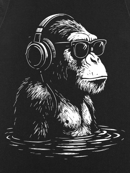 Headphone Monkey in Water