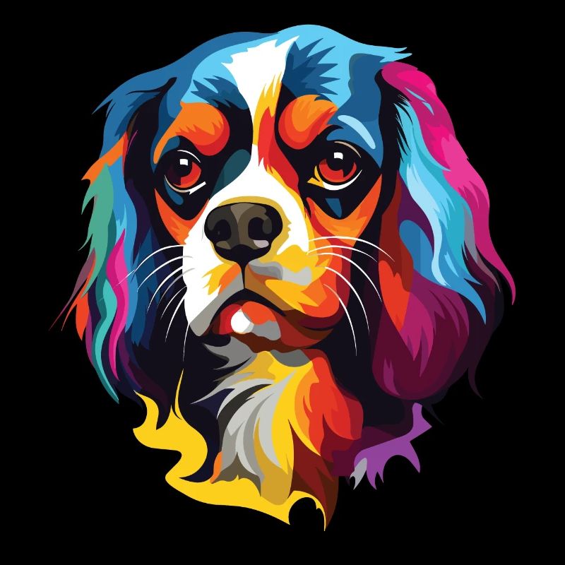 Chien cavalier king charles Spaniel pop art