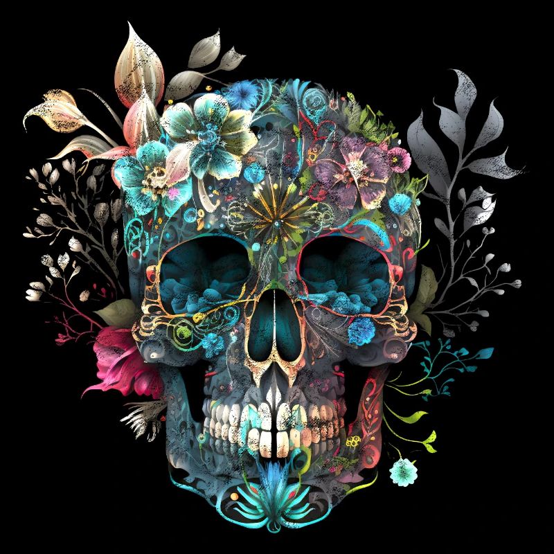 Mexican skull, flowers, skull, skull