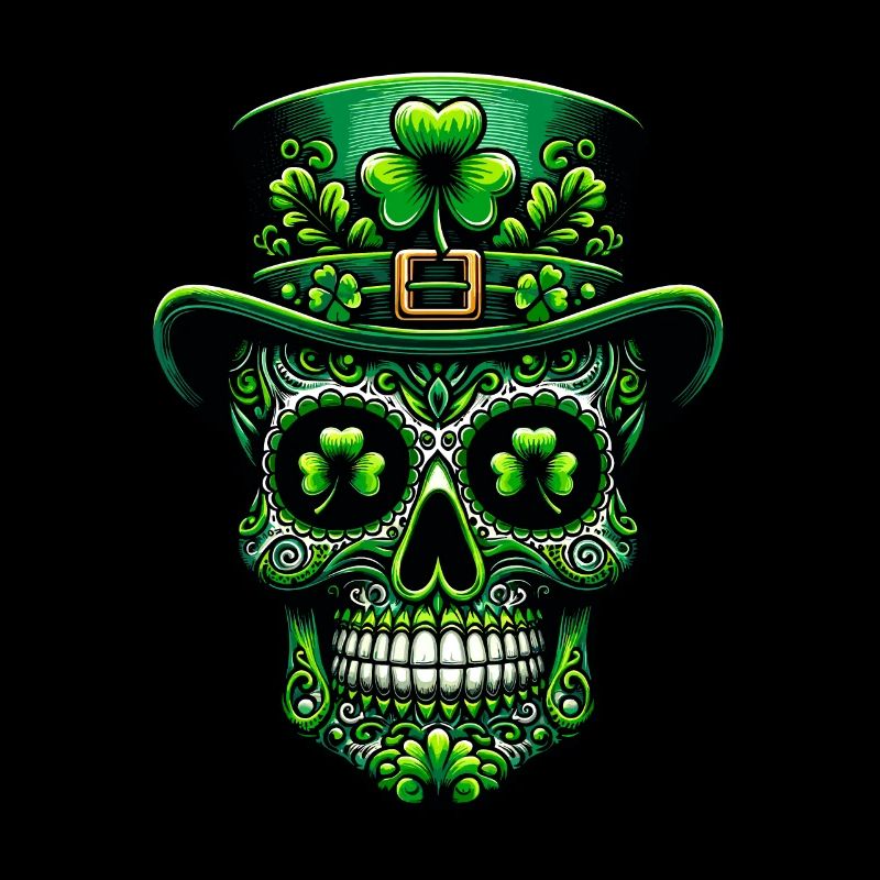 Sugar Skull Irish Irland Kleeblatt St Patricks Day
